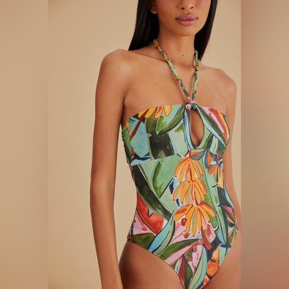 FARM RIO Banana Foliage One Piece Swimsuit - Picture 2 of 10